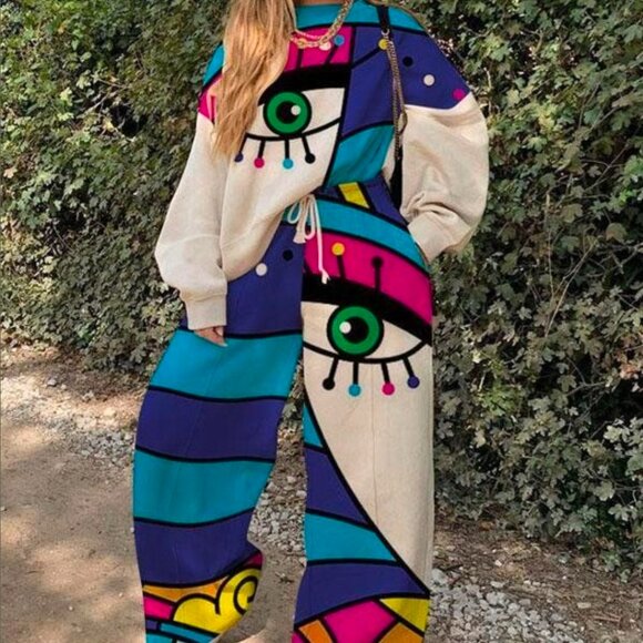 Colorblocking sweatshirt and pants set - Picture 1 of 2